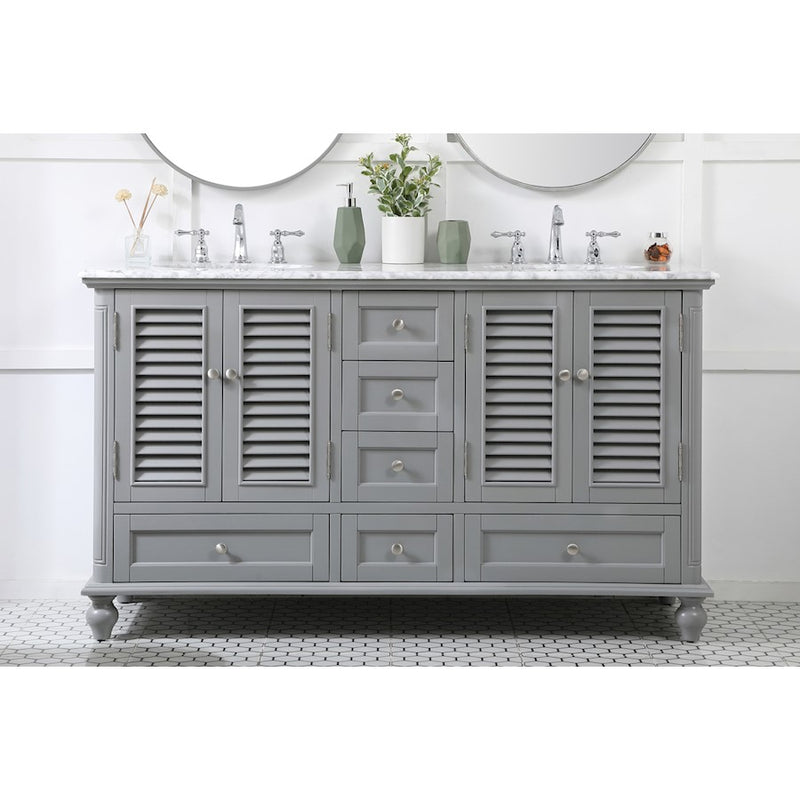 Elegant Kitchen/Bath Rhodes 60" Double Bathroom Vanity, Grey