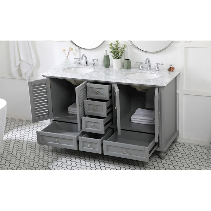 Elegant Kitchen/Bath Rhodes 60" Double Bathroom Vanity, Grey