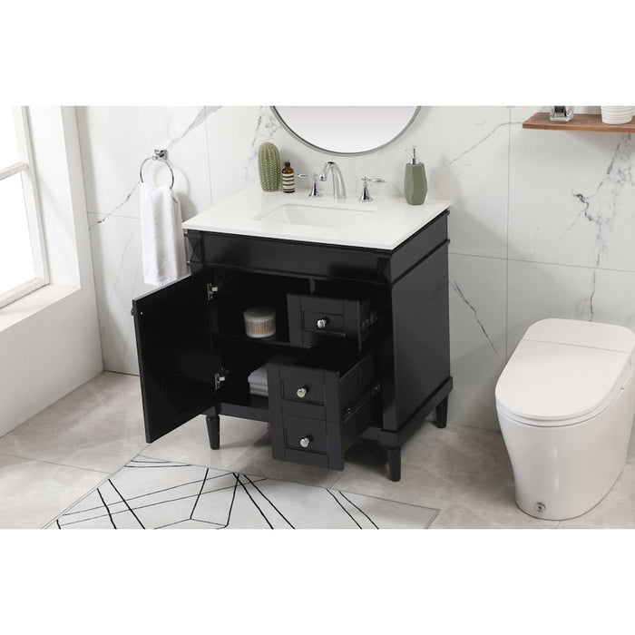 Elegant Kitchen/Bath Bennett 32" Single Bathroom Vanity, Black