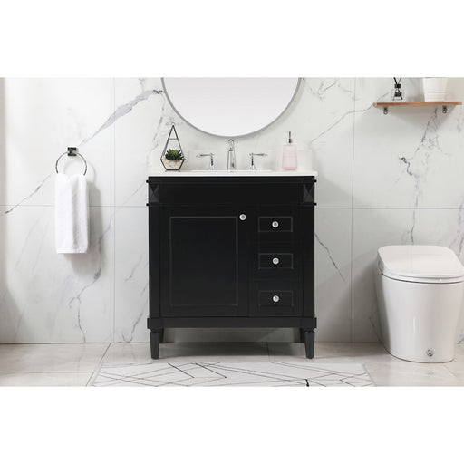 Elegant Bennett 32" Single Bathroom Vanity, Black/Backsplash