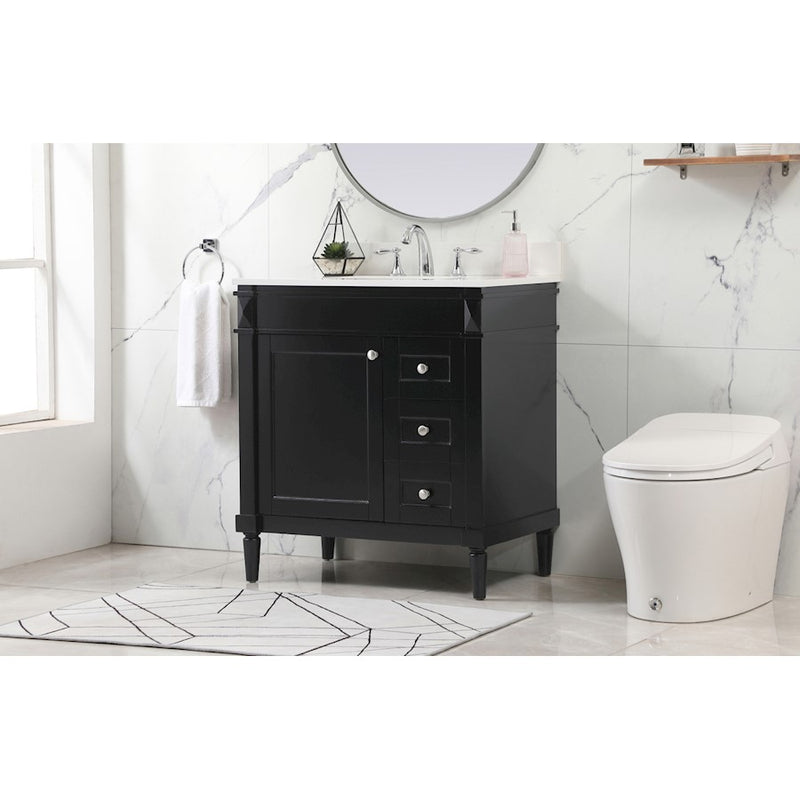 Elegant Bennett 32" Single Bathroom Vanity, Black/Backsplash