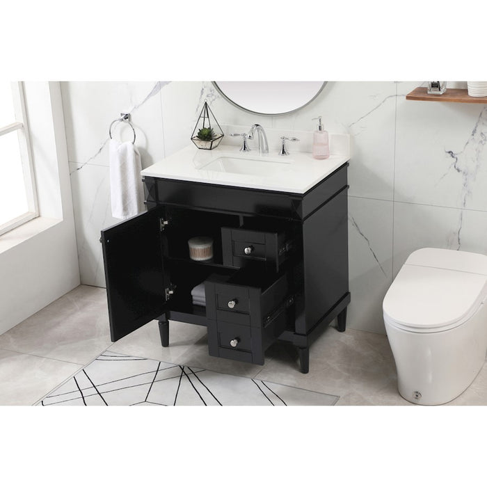 Elegant Bennett 32" Single Bathroom Vanity, Black/Backsplash