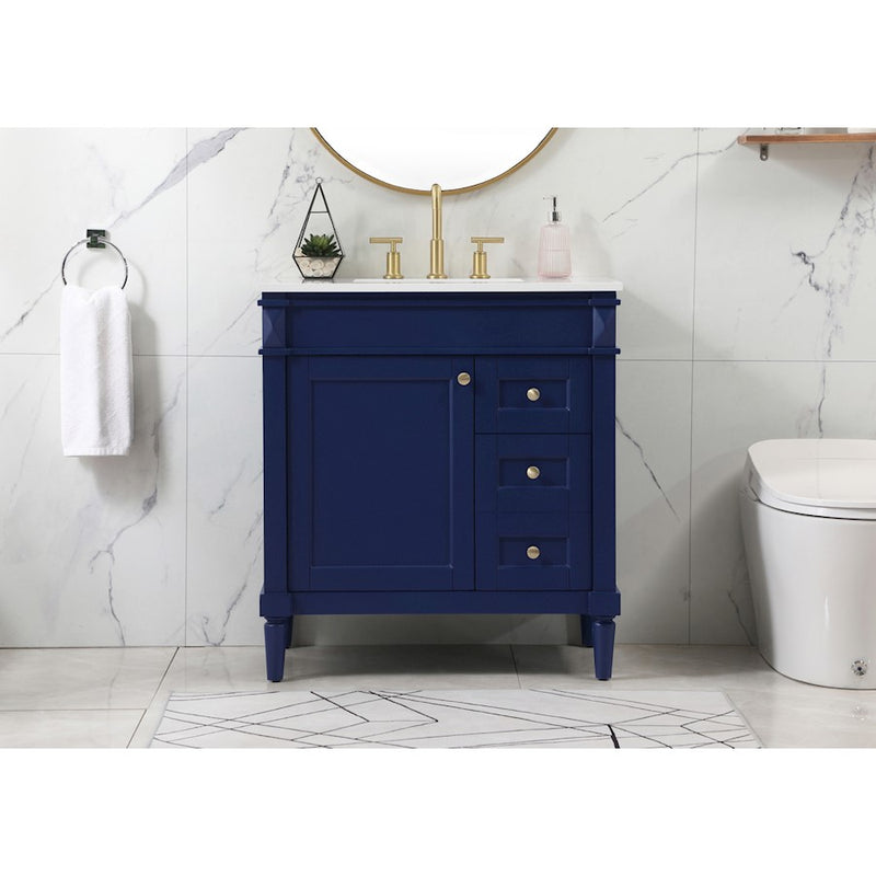 Elegant Kitchen/Bath Bennett 32" Single Bathroom Vanity, Blue