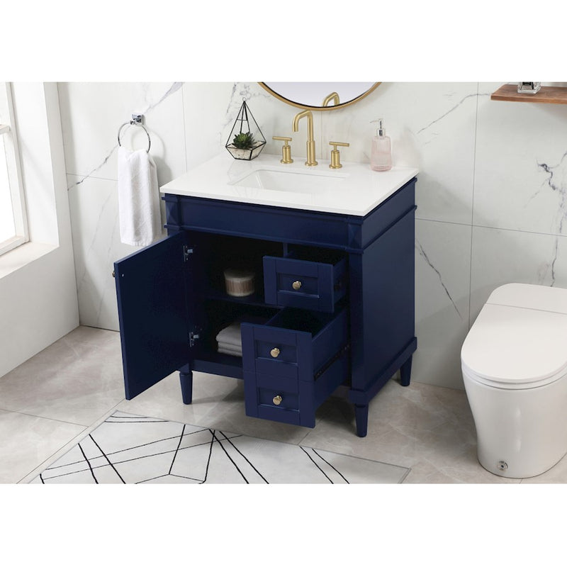Elegant Kitchen/Bath Bennett 32" Single Bathroom Vanity, Blue
