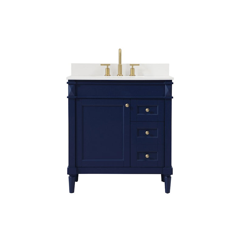Elegant Bennett 32" Single Bathroom Vanity, Blue/Backsplash - VF31832BL-BS