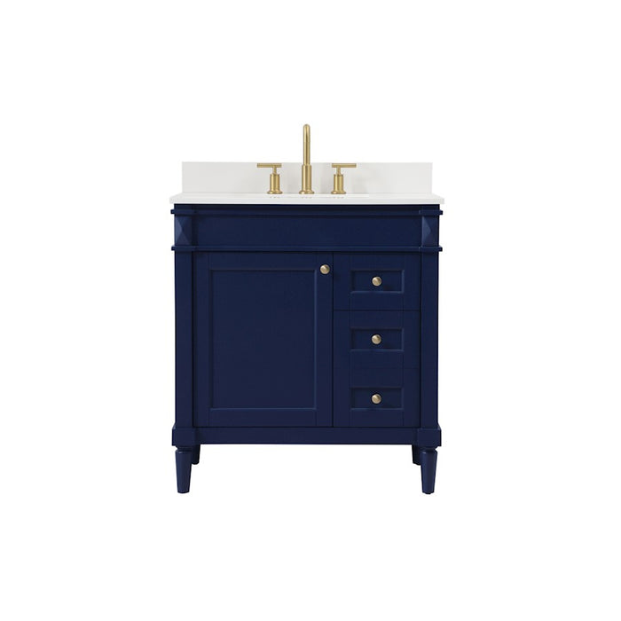 Elegant Bennett 32" Single Bathroom Vanity, Blue/Backsplash - VF31832BL-BS