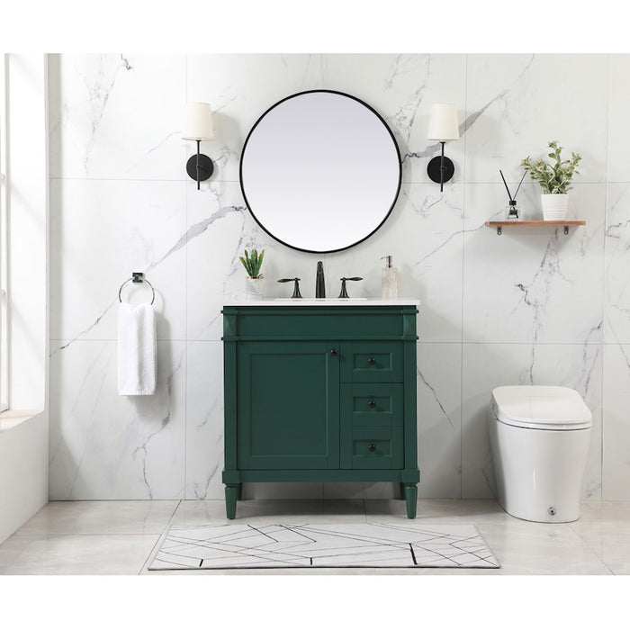 Elegant Bennett 32" Single Bathroom Vanity, Blue/Backsplash