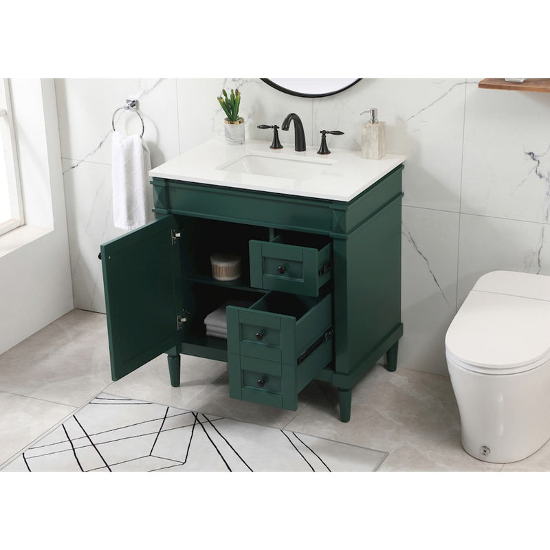 Elegant Kitchen/Bath Bennett 32" Single Bathroom Vanity, Green