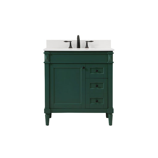 Elegant Bennett 32" Single Bathroom Vanity, Green/Backsplash - VF31832GN-BS