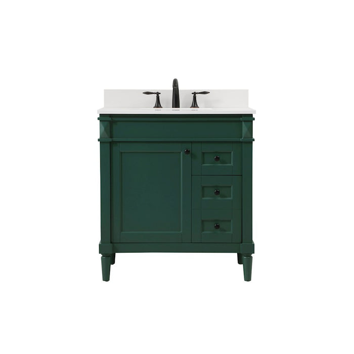Elegant Bennett 32" Single Bathroom Vanity, Green/Backsplash - VF31832GN-BS