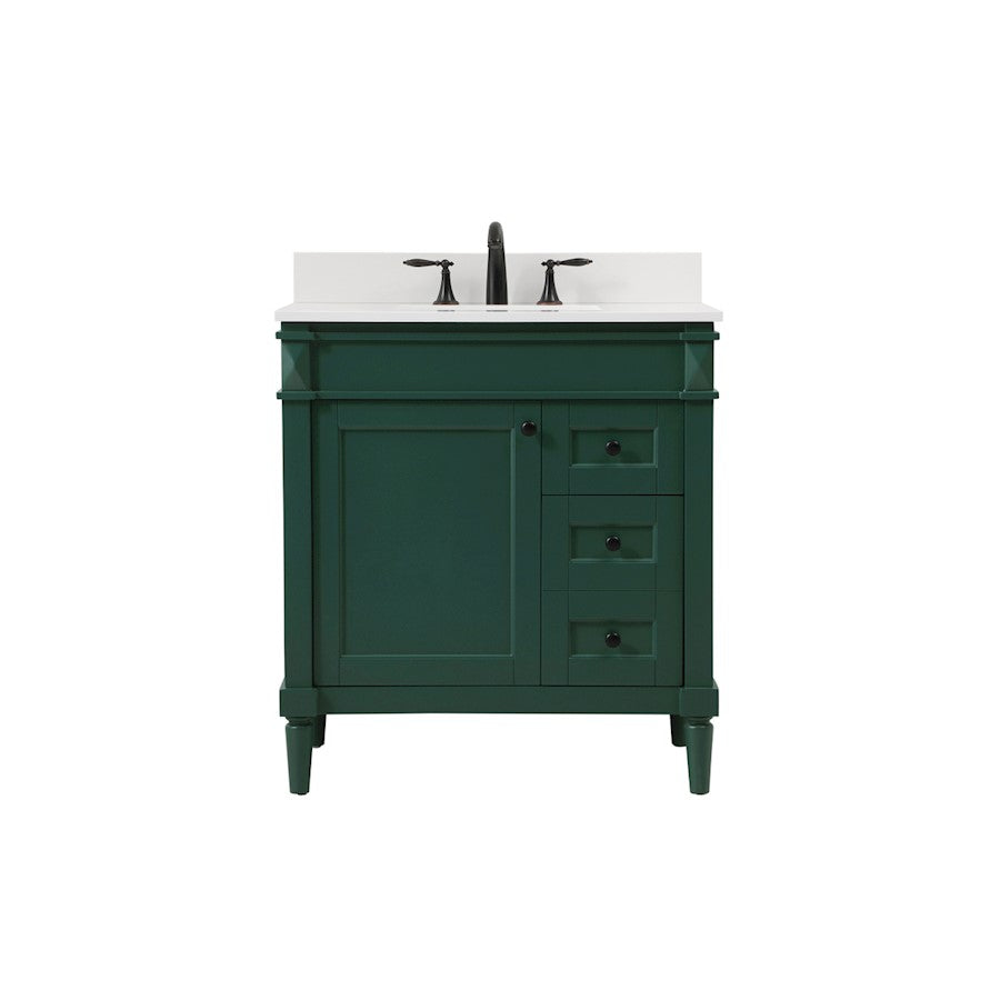 Elegant Bennett 32" Single Bathroom Vanity, Green/Backsplash - VF31832GN-BS