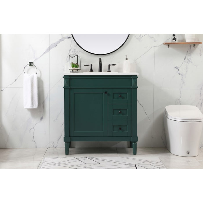 Elegant Bennett 32" Single Bathroom Vanity, Green/Backsplash