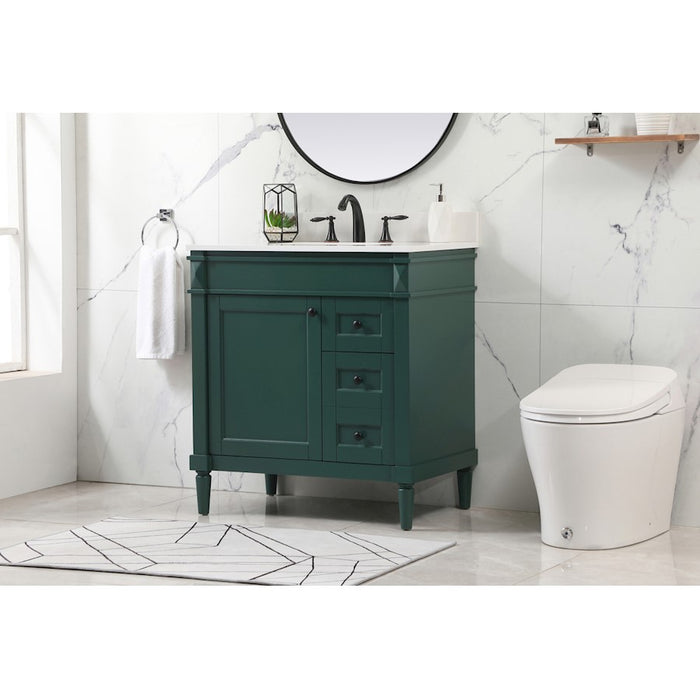 Elegant Bennett 32" Single Bathroom Vanity, Green/Backsplash