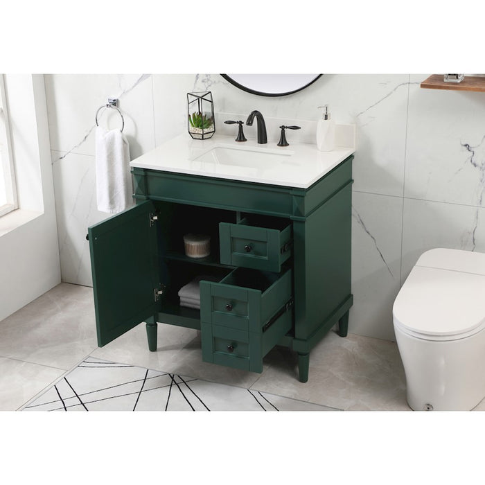 Elegant Bennett 32" Single Bathroom Vanity, Green/Backsplash