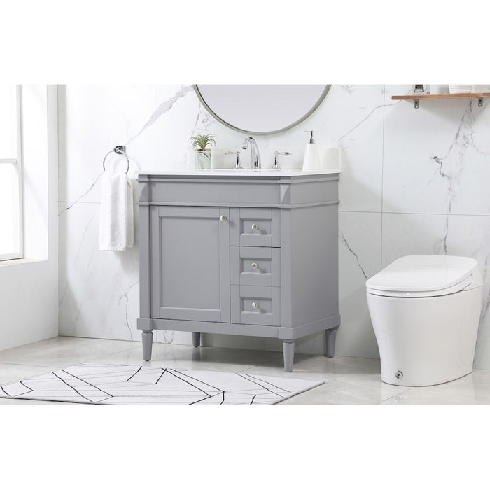 Elegant Bennett 32" Single Bathroom Vanity, Grey/Backsplash