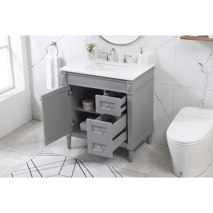 Elegant Bennett 32" Single Bathroom Vanity, Grey/Backsplash