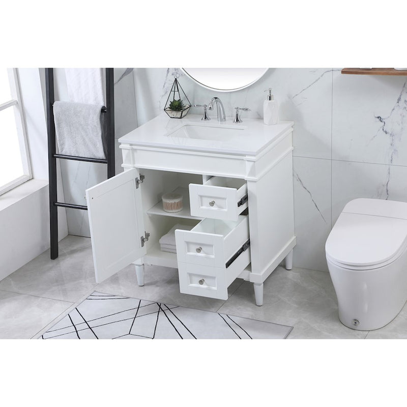 Elegant Kitchen/Bath Bennett 32" Single Bathroom Vanity, White