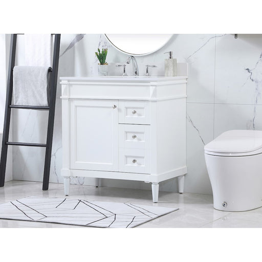 Elegant Bennett 32" Single Bathroom Vanity, White/Backsplash