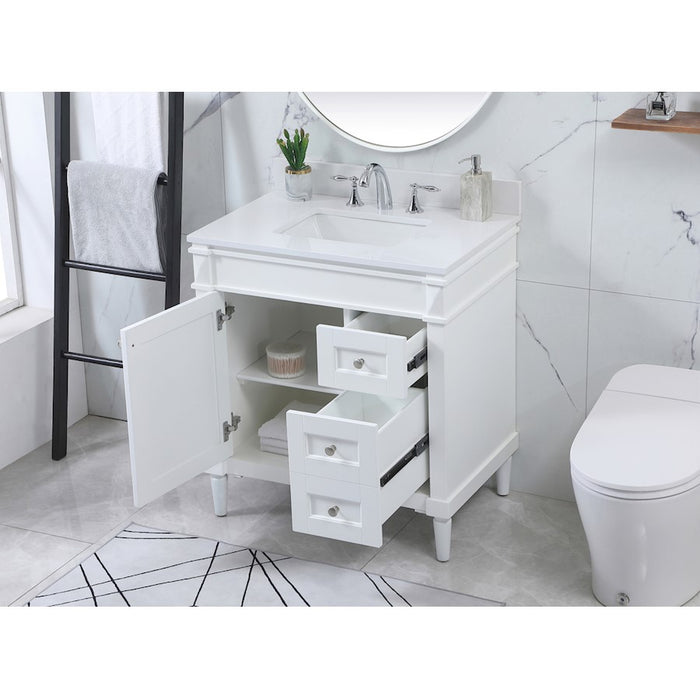 Elegant Bennett 32" Single Bathroom Vanity, White/Backsplash