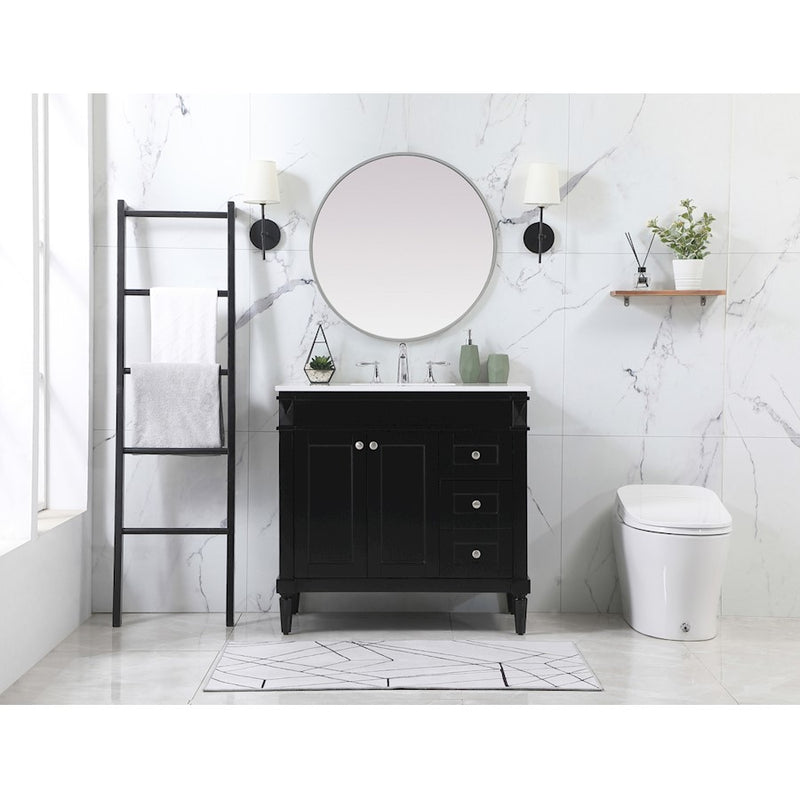 Elegant Bennett 32" Single Bathroom Vanity, White/Backsplash