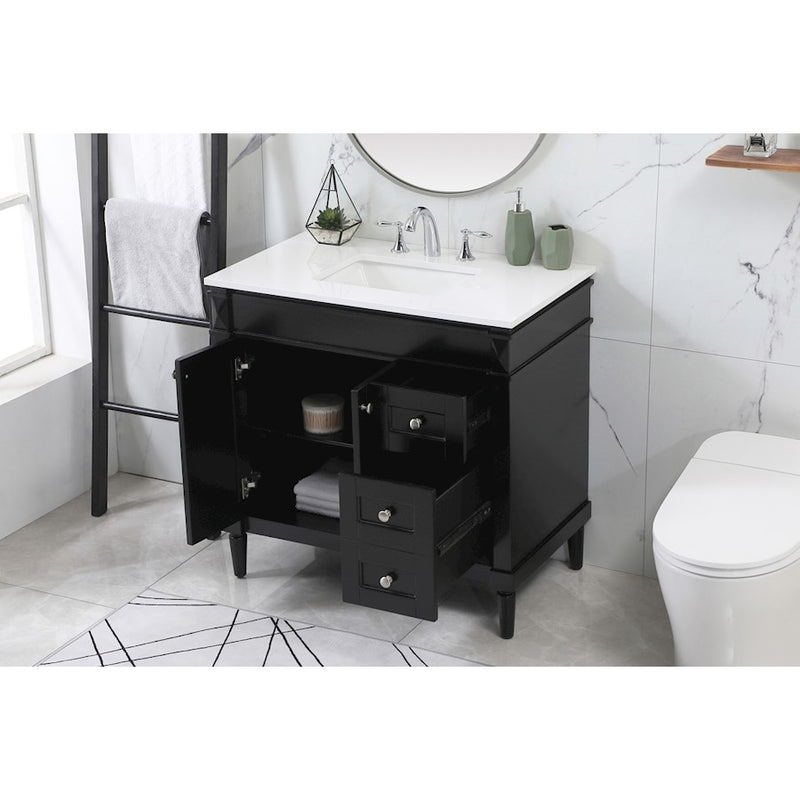 Elegant Kitchen/Bath Bennett 36" Single Bathroom Vanity, Black