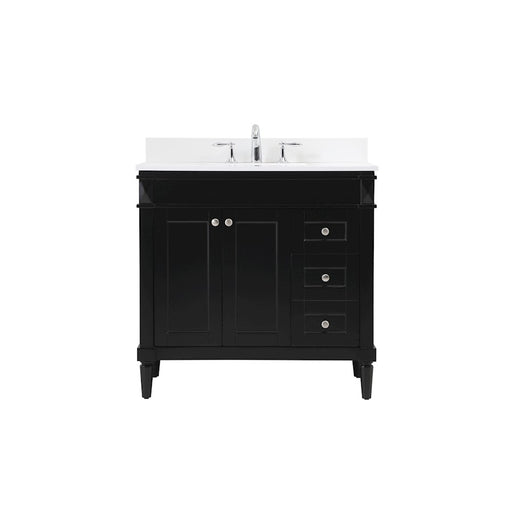 Elegant Bennett 36" Single Bathroom Vanity, Black/Backsplash - VF31836BK-BS