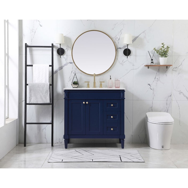 Elegant Bennett 36" Single Bathroom Vanity, Black/Backsplash