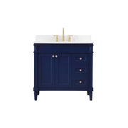 Elegant Bennett 36" Single Bathroom Vanity, Blue/Backsplash - VF31836BL-BS