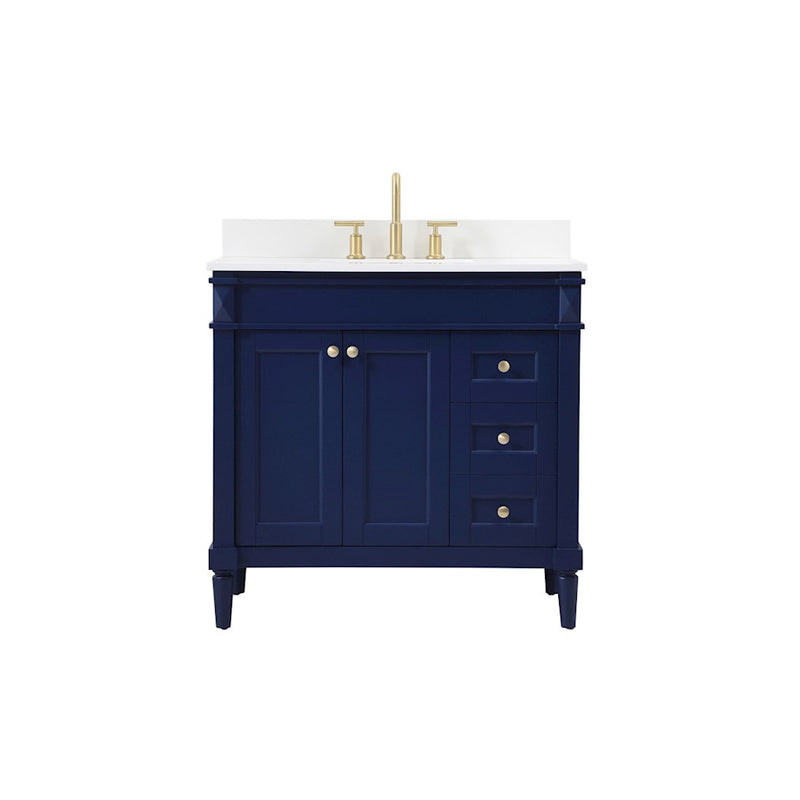 Elegant Bennett 36" Single Bathroom Vanity, Blue/Backsplash - VF31836BL-BS