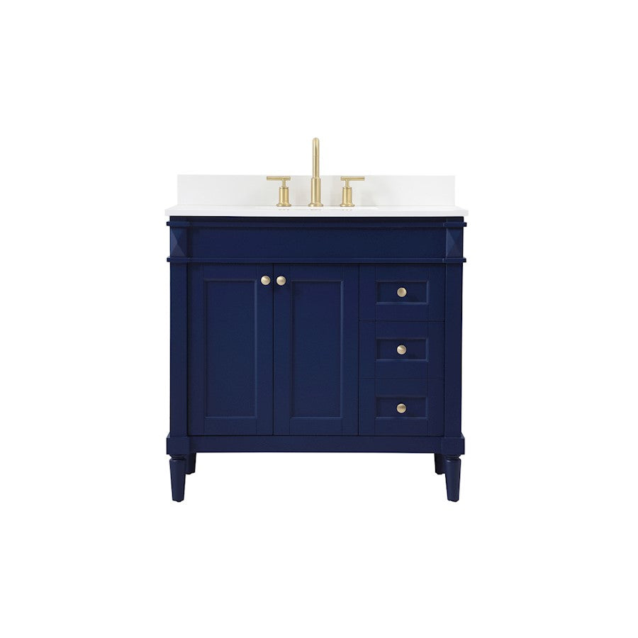 Elegant Bennett 36" Single Bathroom Vanity, Blue/Backsplash - VF31836BL-BS
