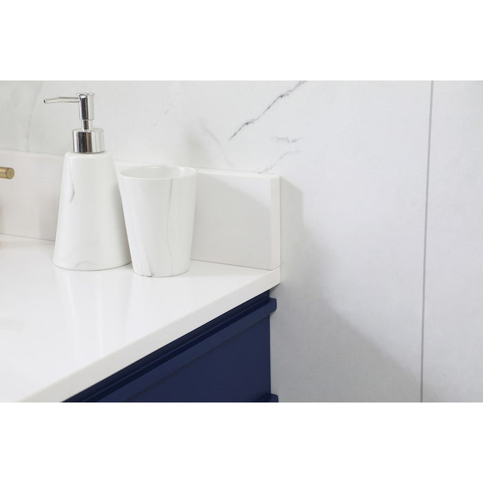 Elegant Bennett 36" Single Bathroom Vanity, Blue/Backsplash