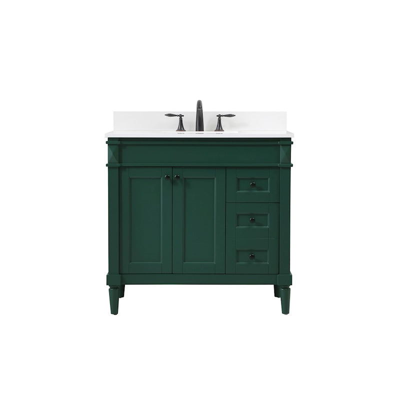 Elegant Bennett 36" Single Bathroom Vanity, Green/Backsplash - VF31836GN-BS