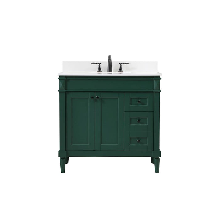 Elegant Bennett 36" Single Bathroom Vanity, Green/Backsplash - VF31836GN-BS