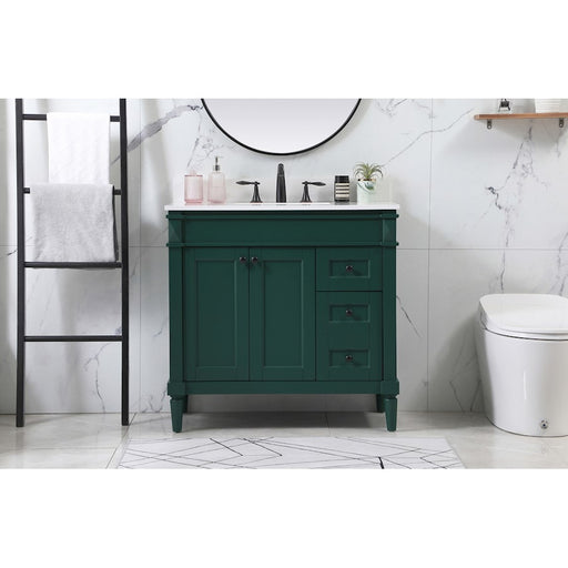 Elegant Bennett 36" Single Bathroom Vanity, Green/Backsplash