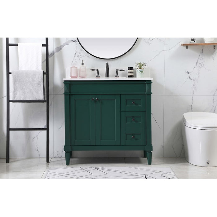 Elegant Bennett 36" Single Bathroom Vanity, Green/Backsplash