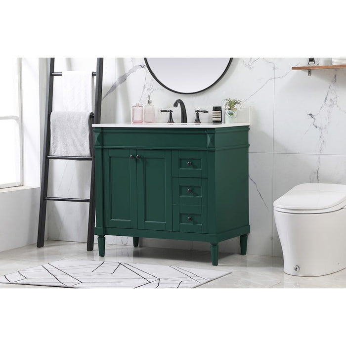 Elegant Bennett 36" Single Bathroom Vanity, Green/Backsplash