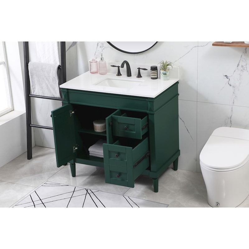 Elegant Bennett 36" Single Bathroom Vanity, Green/Backsplash