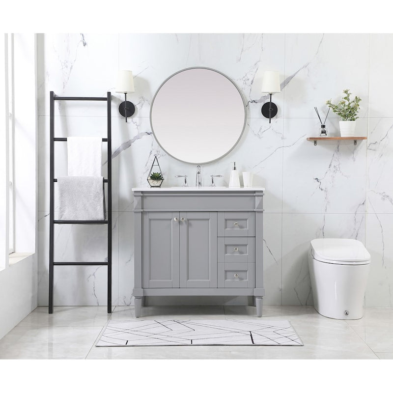 Elegant Bennett 36" Single Bathroom Vanity, Green/Backsplash