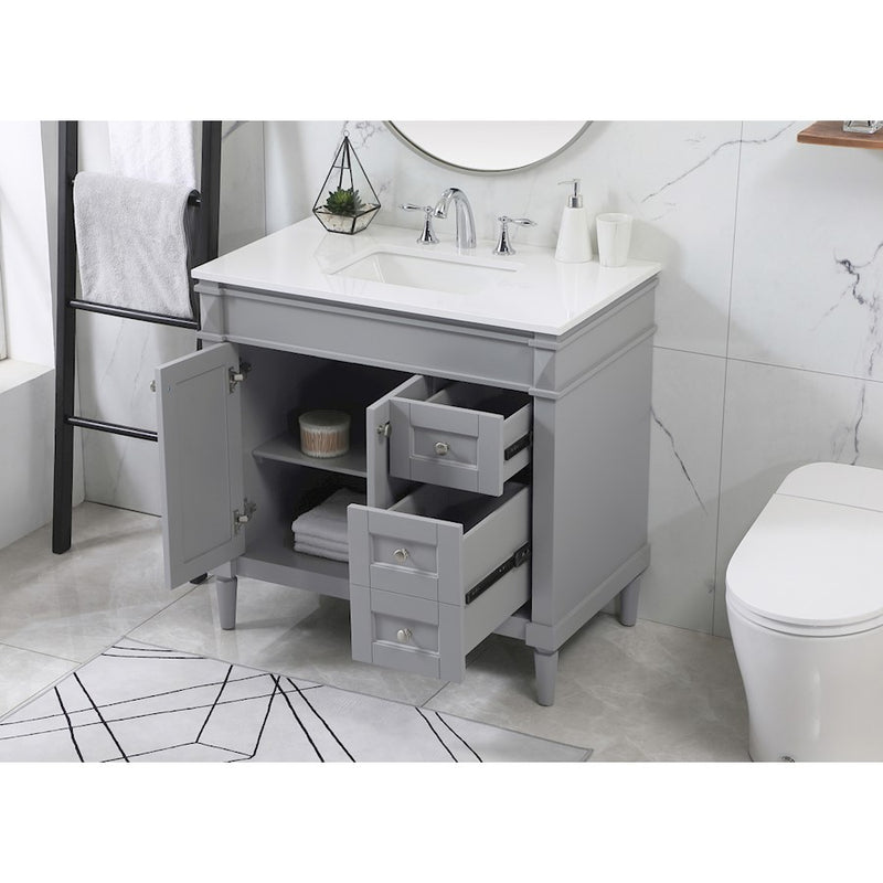 Elegant Kitchen/Bath Bennett 36" Single Bathroom Vanity, Grey