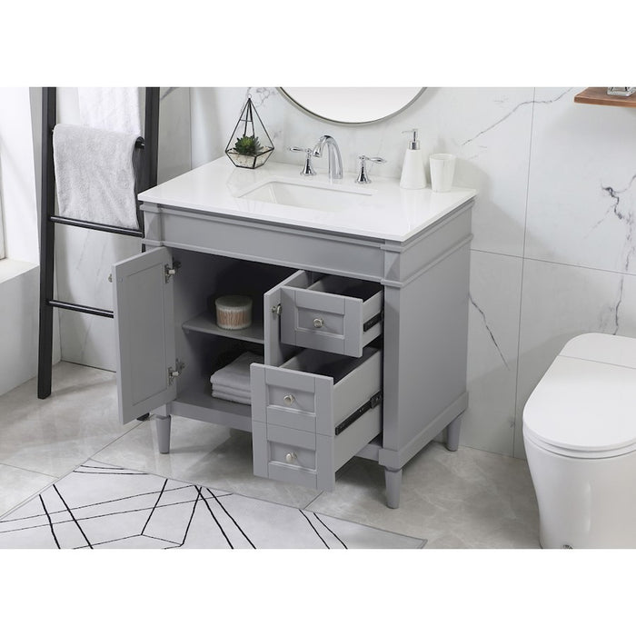 Elegant Kitchen/Bath Bennett 36" Single Bathroom Vanity, Grey