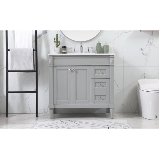 Elegant Bennett 36" Single Bathroom Vanity, Grey/Backsplash