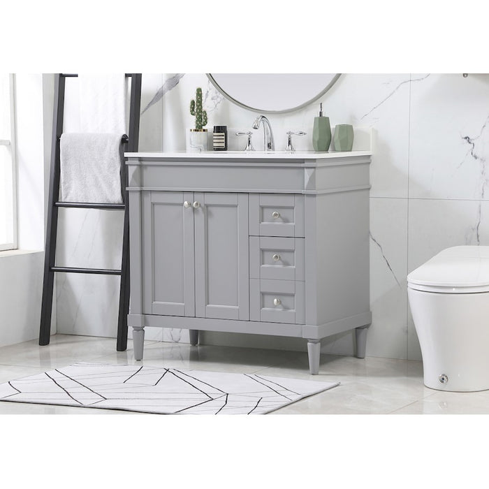 Elegant Bennett 36" Single Bathroom Vanity, Grey/Backsplash