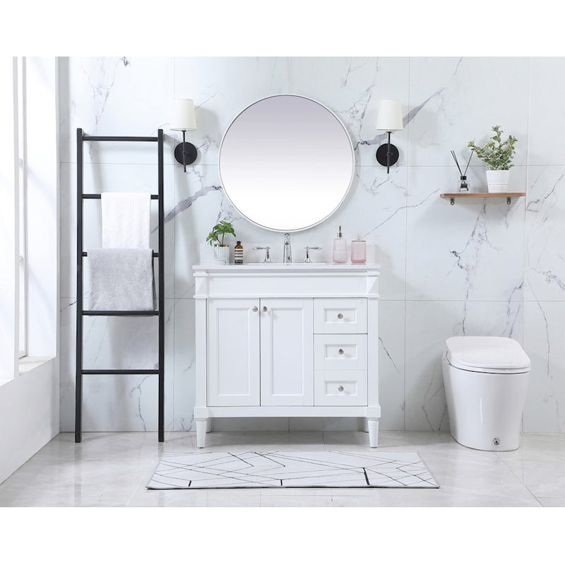 Elegant Kitchen/Bath Bennett 36" Single Bathroom Vanity, White