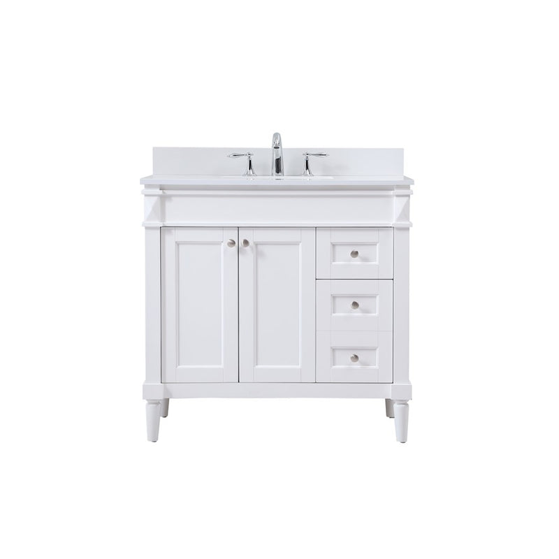 Elegant Bennett 36" Single Bathroom Vanity, White/Backsplash - VF31836WH-BS