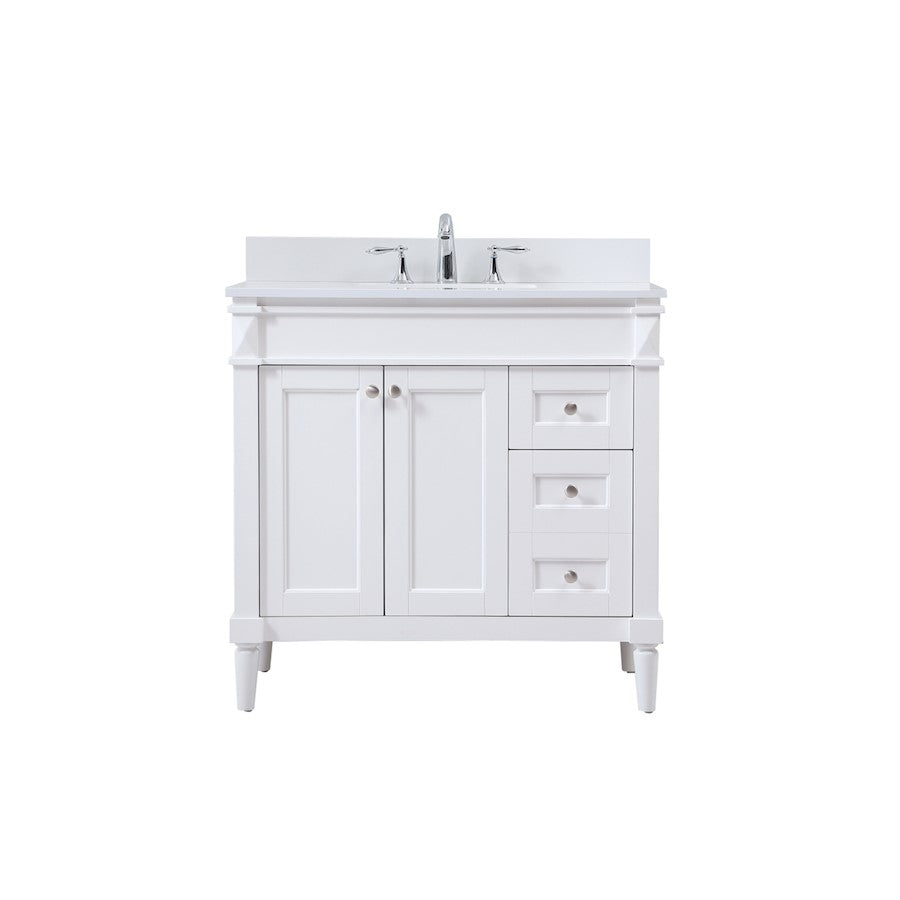 Elegant Bennett 36" Single Bathroom Vanity, White/Backsplash - VF31836WH-BS
