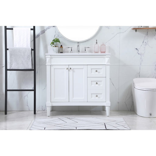 Elegant Bennett 36" Single Bathroom Vanity, White/Backsplash