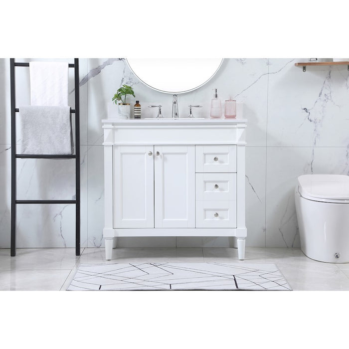 Elegant Bennett 36" Single Bathroom Vanity, White/Backsplash