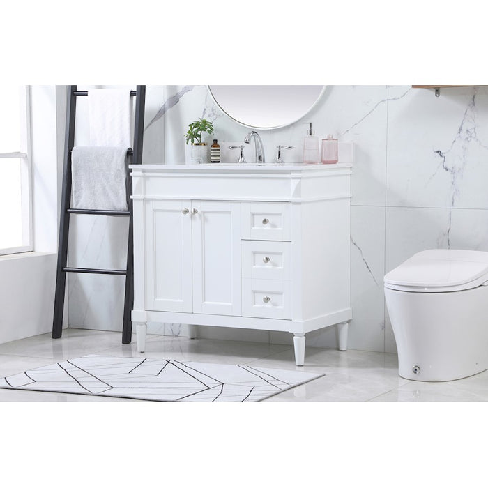 Elegant Bennett 36" Single Bathroom Vanity, White/Backsplash