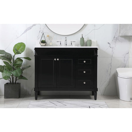 Elegant Bennett 42" Single Bathroom Vanity, Black/Backsplash