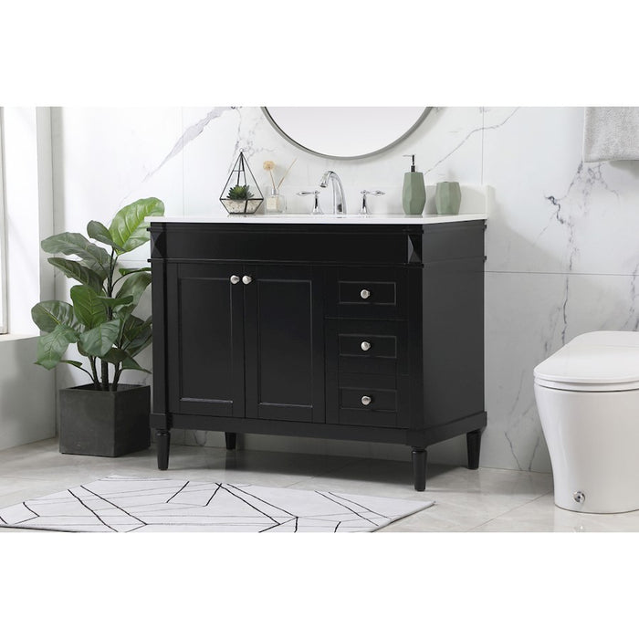 Elegant Bennett 42" Single Bathroom Vanity, Black/Backsplash